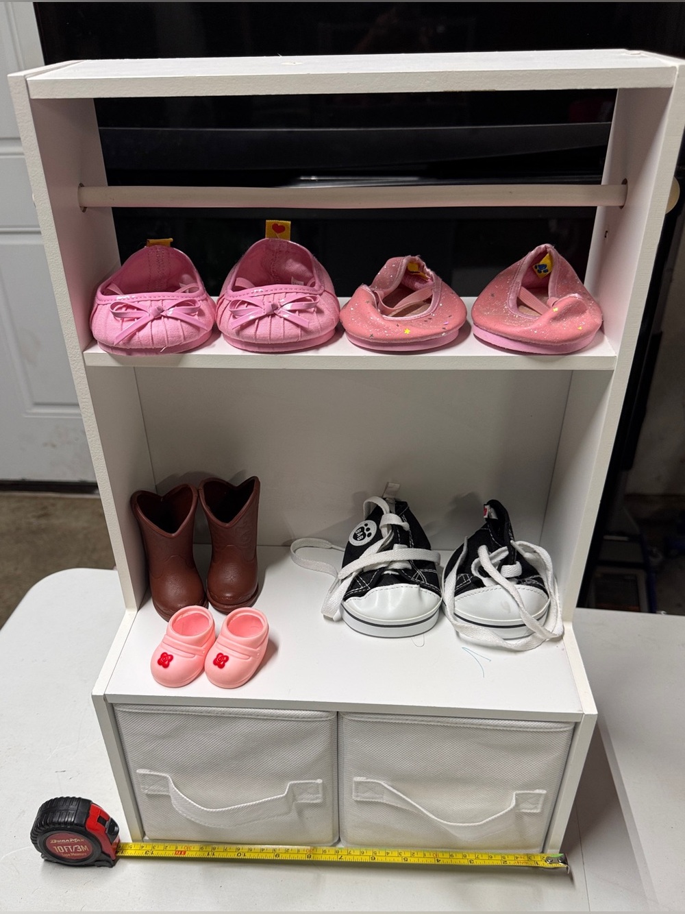White wooden closet doll with build a bear shoes bundle with other